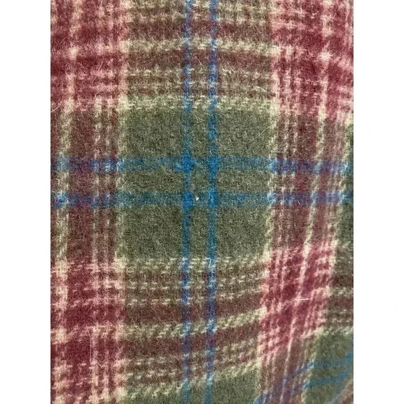 Vintage Oantana Olive Maroon Plaid Wool Blend Shacket Button-up Jacket Size L - Picture 11 of 11